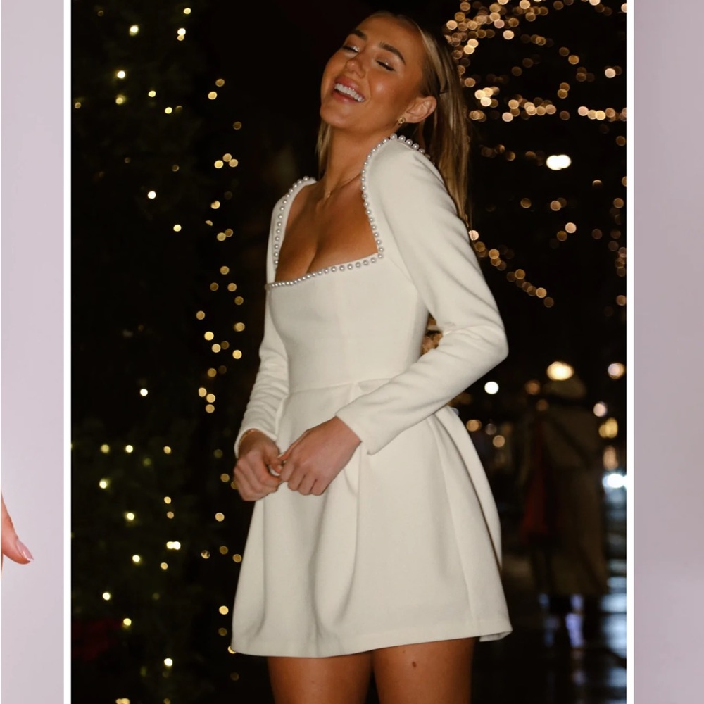 Elegant Long Sleeve White Dress